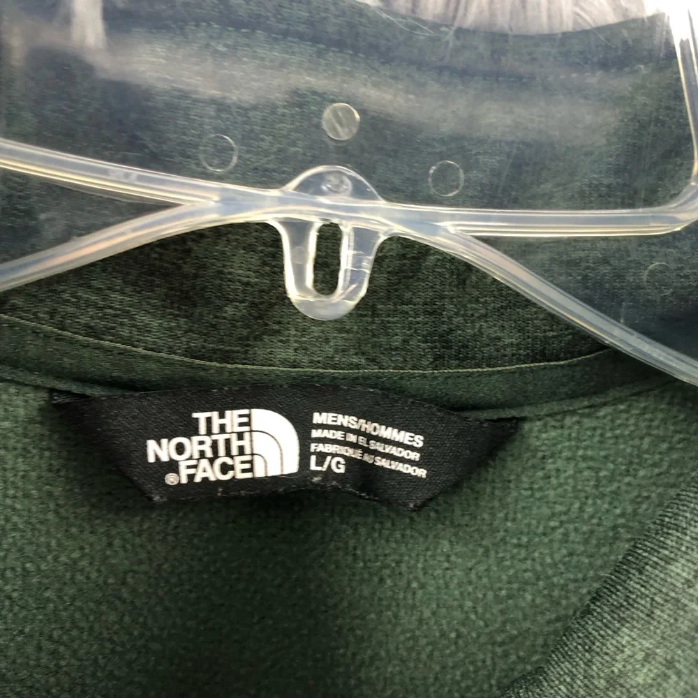 North Face Pullover Mens Large Quarter Zip Fleece Inside Logo Green Zipper